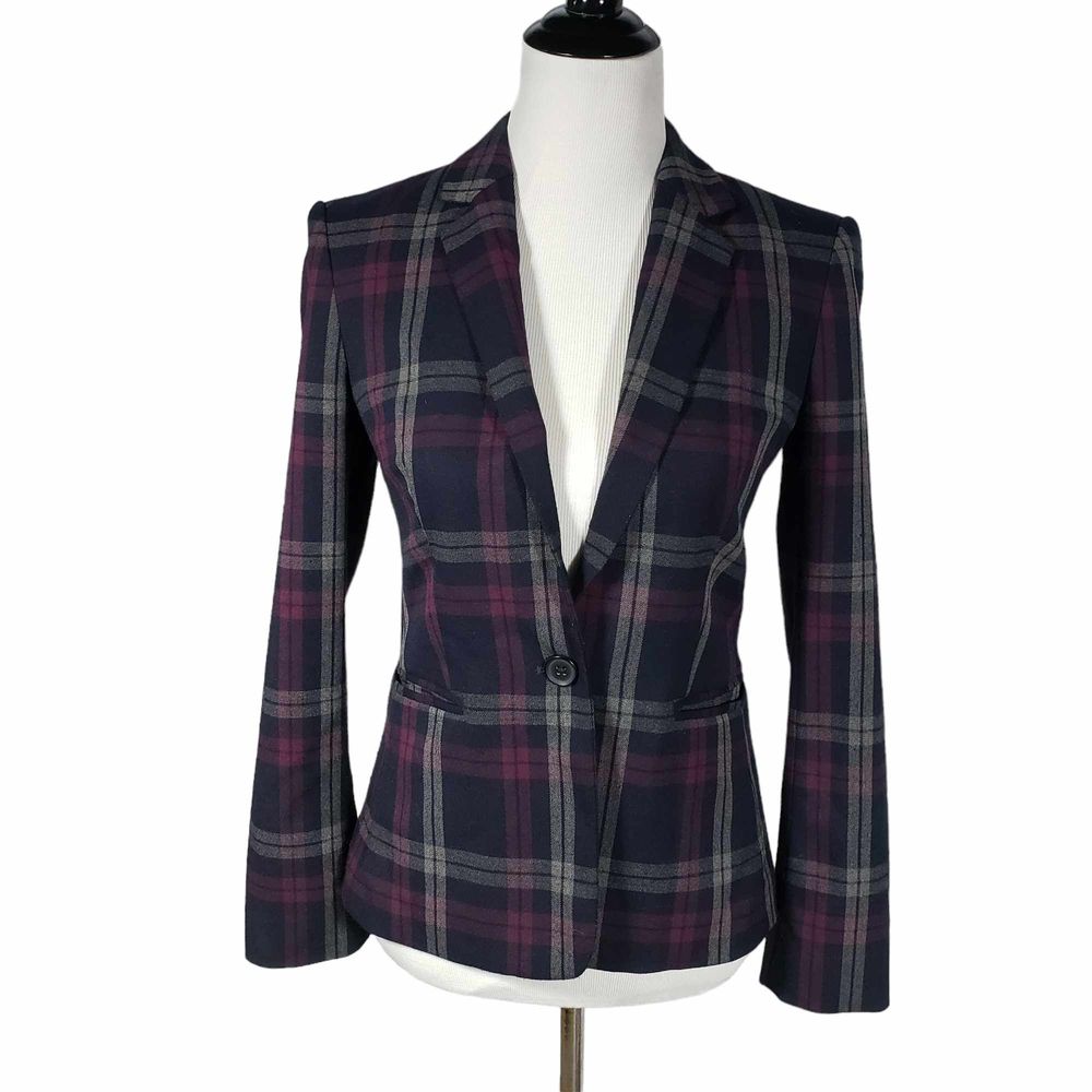 Express Plaid Blazer - Navy and Purple